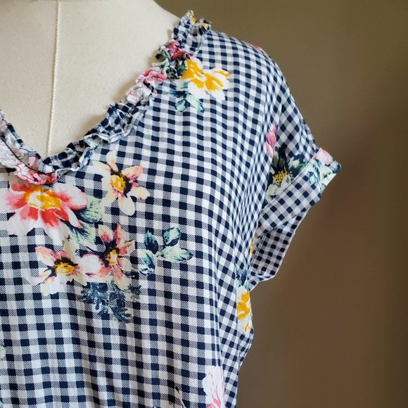 DR2 Daniel Rainn navy & white floral top M - Picture 2 of 13